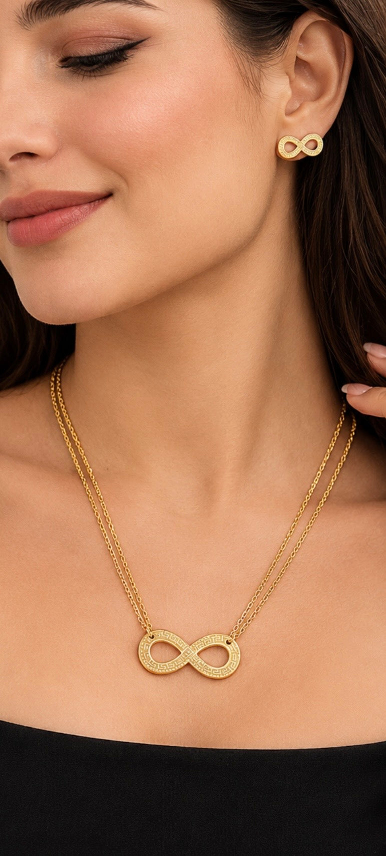 Infinity Luxe pendant necklace & earrings